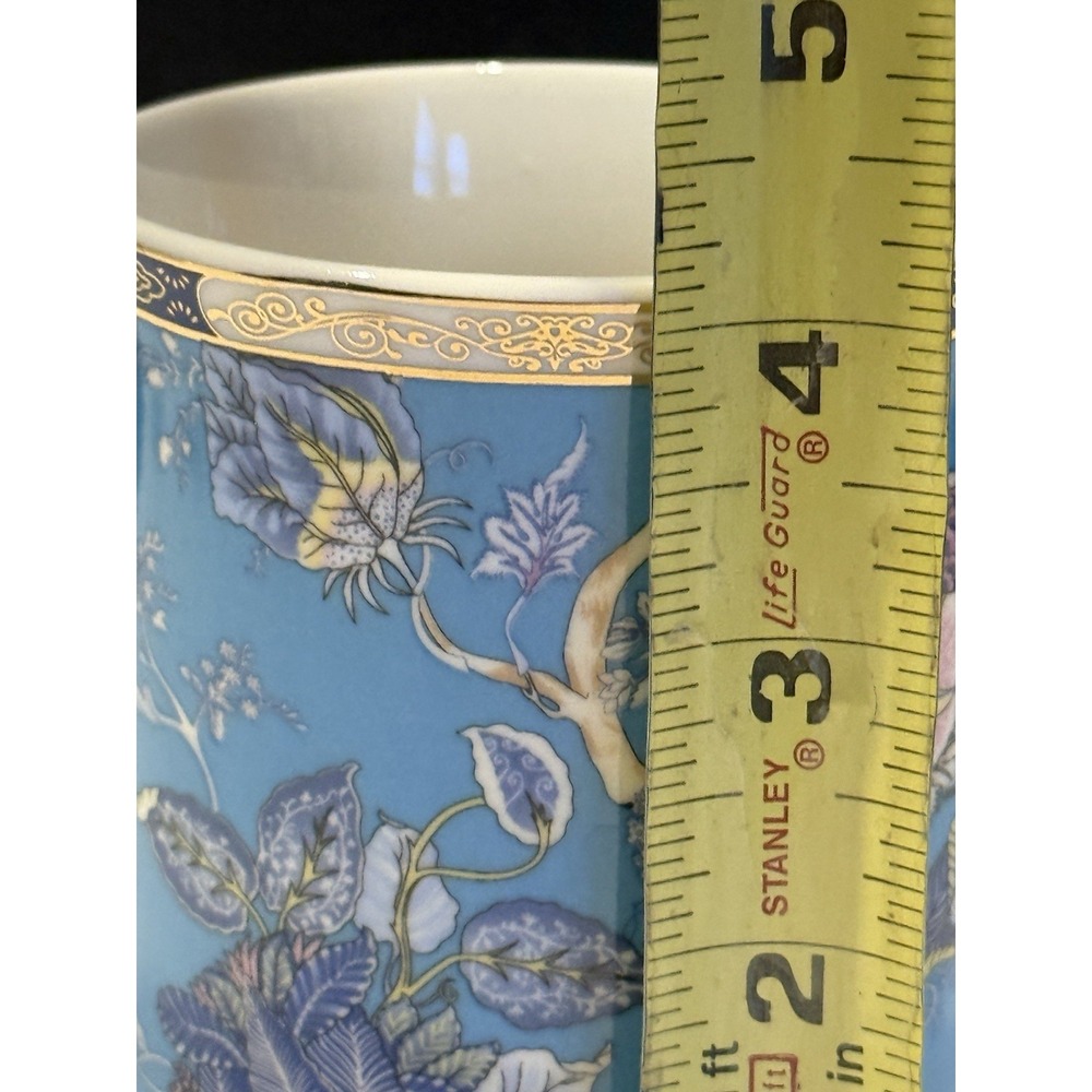 Grace Teaware Blue Chinoiserie Floral Fine Porcelain Mug Gold Trim 4.25" - Picture 4 of 7